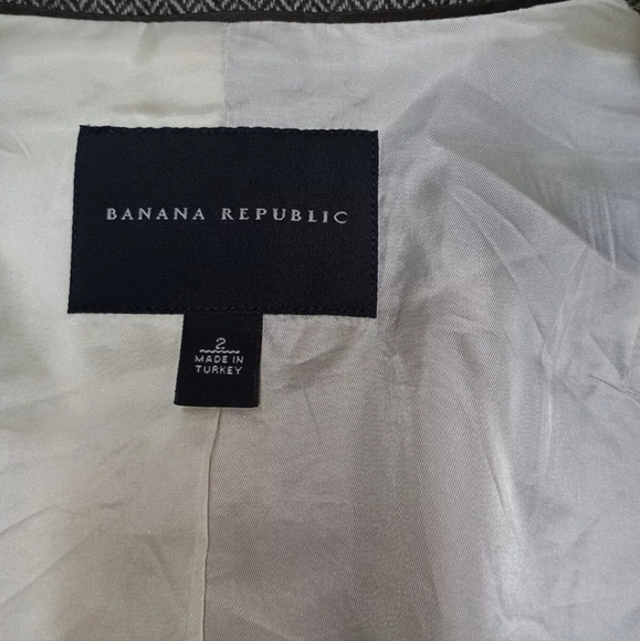 Banana Republic Women's Wool Work Office Blazer Brown Herringbone Pockets Size 2 - Picture 2 of 10